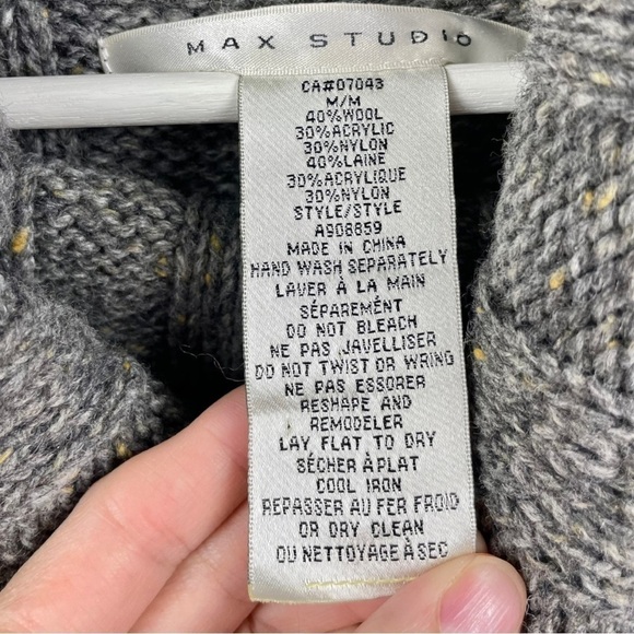 MAX Studio Grey Marled Wool Cowl Neck Fit and Flared Sweater Dress Size M - Picture 4 of 6